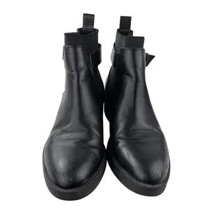 Zara Women's Black Leather Almond Toe Buckle Strap Ankle Boots Booties Size 8 thumbnail 2