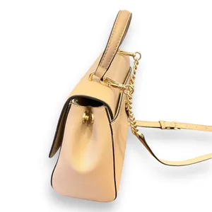 Michael Kors | Mott Beige Leather Top Handle Satchel Crossbody Gold Hardware thumbnail 5