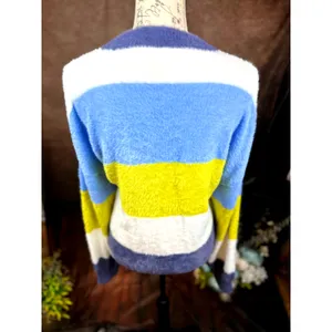 Oversized Bright Fluffy Soft Knit Collar Cuffs Aerie Flurry Crew Sweater L thumbnail 10