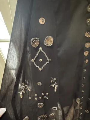 Free People Aston Black Studded Button-Front Sheer Tunic Dress Size Medium. A1 thumbnail 8