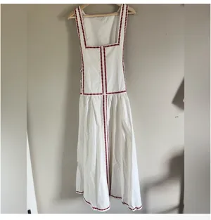 Anthropologie lovers NWT COMMENSE White and Red Trim Maxi back Bow Dress Small thumbnail 5