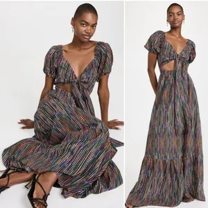 NWT Ramy Brook Striped Maxi Cut Out Dress Sz‎ Small $495 thumbnail 3