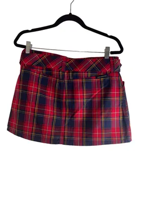 Vintage 90s Abercrombie & Fitch Plaid Wool Blend Belted Mini Skirt Size 8 thumbnail 4