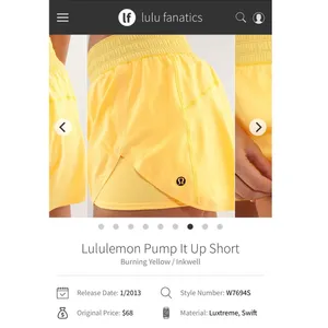 Lululemon Bright Yellow Athletic Running Shorts Pump It Up Lined Summer Size 2 thumbnail 4