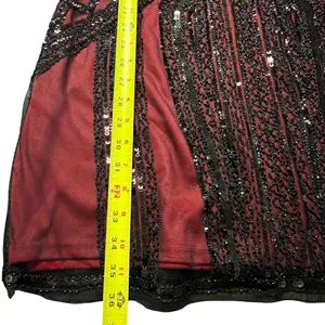 Womens Whimsigoth Dark Fairy Sequin Mesh Dress Size L Black Red Y2K 20s HOCO thumbnail 8