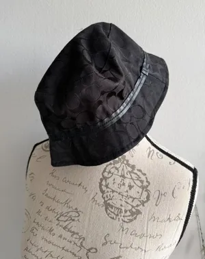 Coach Black‎ Signature C Monogram Bucket Hat Size M/L Designer Streetwear thumbnail 1