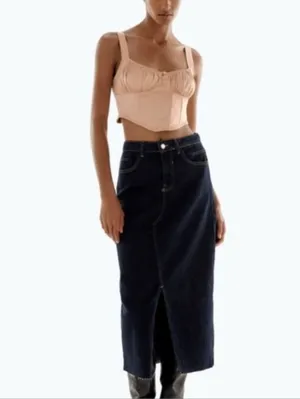 Zara Beige Satin-effect Cropped Bustier Corset Top Size XS thumbnail 2