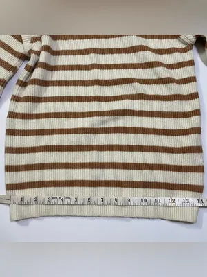 PrettyGarden Cream Sweater Tan Stripes size S thumbnail 3