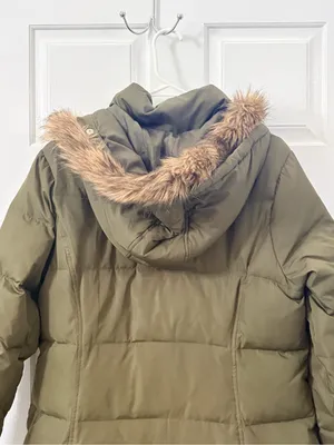 Merona Olive Green Puffer Coat with Faux Fur Trim Hood thumbnail 7