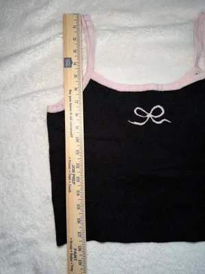PacSun Coquette Whimsigoth Black Crop Pink Bow Large thumbnail 6