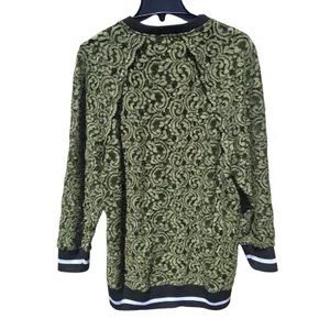 Zara 58R Woman‎ Olive Green Floral Lace Sweatshirt Tunic Raglan Sleeve Small thumbnail 3