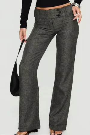 Princess Polly Karola Asymmetrical Buckle Pants Grey thumbnail 1