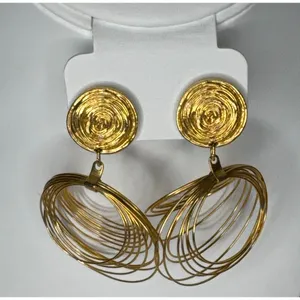 Vintage 1980s–1990s Couture Gold Tone Wire Chandelier Statement Earrings thumbnail 4