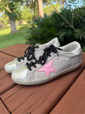 Golden Goose Superstar Silver Pink Star Sneakers Size 6.5 $575 thumbnail 5