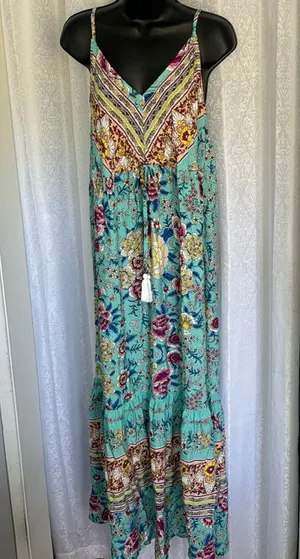 RUSTTYDUSTTY BOHO MAXI SUNDRESS Sz:XXL thumbnail 1