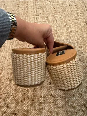 Aqua Women's Suri Raffia Woven Slide Block Heel Sandals size 8 thumbnail 5