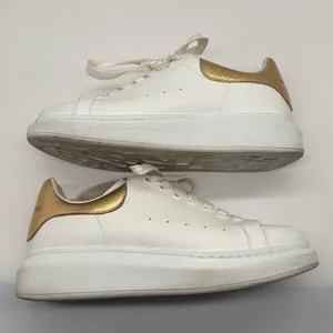 Alexander McQueen Metallic Gold & White Oversized Lace Up Sneakers Size 39 thumbnail 12