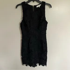 ASTR The Label Textured Crochet Lace‎ Floral Sheath Dress Sleeveless Black Sz S thumbnail 3