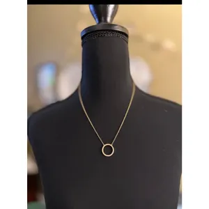 Adornia Swarovski Crystal Circle Pendant Necklace 14K Gold Plate thumbnail 2
