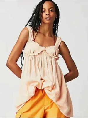 Free People Blissful Breeze Linen-Blend Mini Dress Small thumbnail 3