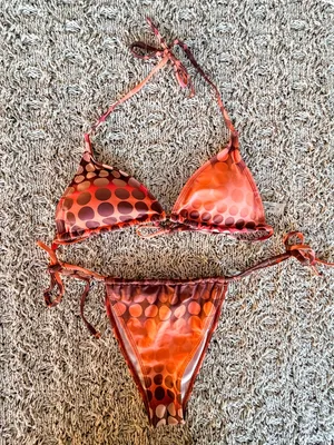 Amazon | Brown Pink Peach Polka Dot Bikini Set | L thumbnail 1