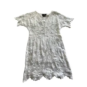 Anthropologie WHITE lace dress Size XS crochet beach coastal fairy thumbnail 2
