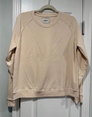 NWOT Maeve Anthropologie Size M Beige Oversized Crew Neck Pullover Sweatshirt thumbnail 1
