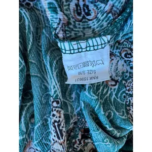 Green, Cream & Brown Long Sleeve Relaxed Fit Lightweight Button Front Blouse thumbnail 8