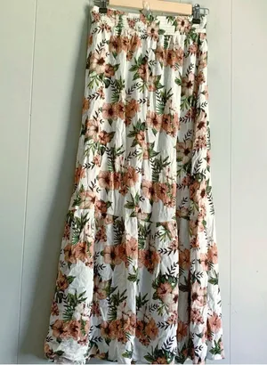 Mi Ami by Francesca’s Hibiscus Printed Maxi Skirt M thumbnail 2