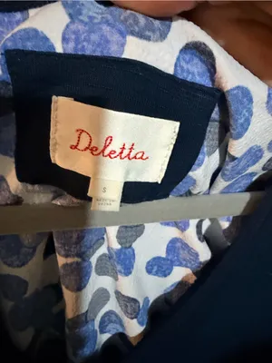 Deletta Navy V-Neck Tank with Blue Printed Hem thumbnail 3