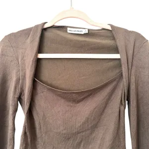 AVEC LES FILLES‎ Knit Scoop Neck Top Brown Small thumbnail 2