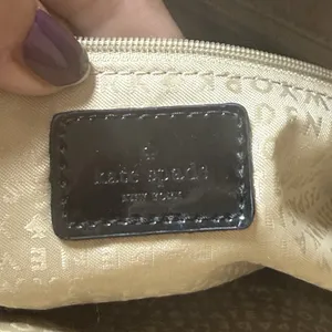 Kate Spade New York Black Patent Tote Bag Polka Dot Embossed Front Bow Accent thumbnail 6