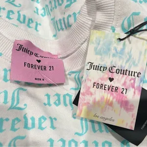 NEW Juicy Couture Forever 21 White and Blue Cropped Sweatshirt Women’s Small thumbnail 4