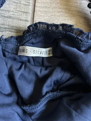 Saints + Secrets Navy Lace Mini Dress with Pleated Hem thumbnail 2