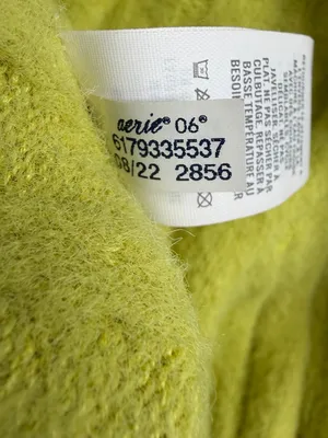 Aerie Fuzzy Ribbed Sweater Medium Chartreuse Balloon Sleeve Cozy Knit Top thumbnail 8