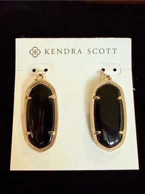 Kendra Scott Black Gold Iridescent Large Danielle Drop Earrings RARE thumbnail 2