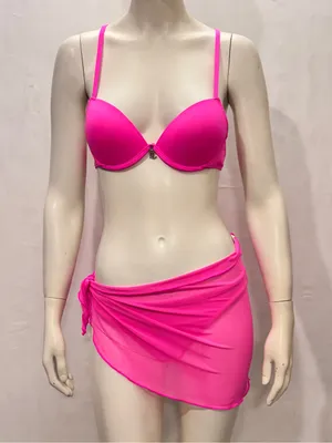 Juicy Couture Hot Pink Underwire Bikini Set with Mesh Sarong Coverup Size XS thumbnail 1