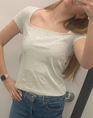 Old Navy grey square neck top thumbnail 2