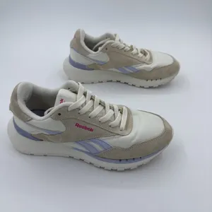 Reebok Classic Nylon Women's Sneaker Running Shoe Athletic Cream & Purple thumbnail 2