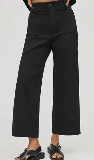 Anthropologie Black Wide-Leg Cropped Pants thumbnail 1