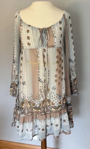VTG Fire Los Angeles Dress Sz SMALL‎ Boho Peasant Fairy Sheer Festival Y2K Flowy thumbnail 1
