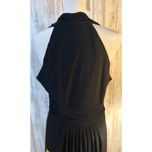 Jones Wear Dress Maxi Womens 8 Black Excellent Floral Halter Pleated V-Neck‎ thumbnail 8