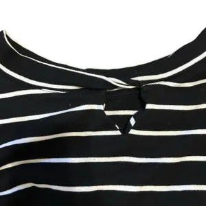 CHICO'S 2 LG Black White Stripe Knots Nautical Print Knit Top Preppy Casual thumbnail 2