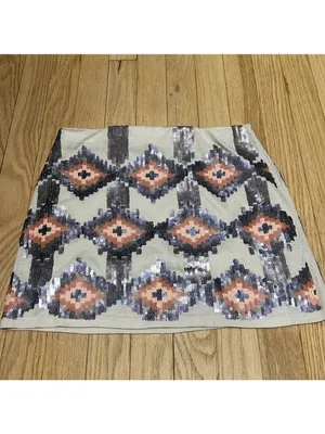 Love Marks Ivory Sequined Mini Skirt thumbnail 8
