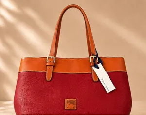 Dooney & Bourke Womens Shopper Tote Medium Cranberry Red Leather 4D234 CB Bag thumbnail 1