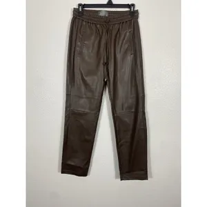 Anthropologie Ankle Pants Brown Faux Leather Drawstring Pockets Women's XS thumbnail 3