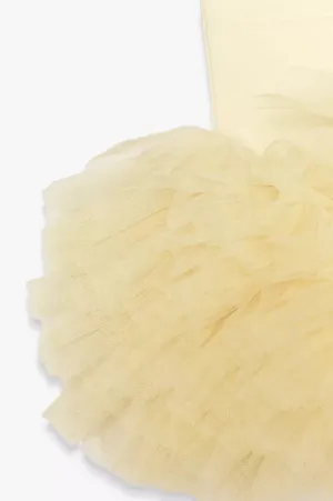 Zara top blouse butter yellow ruffle tulle thumbnail 7