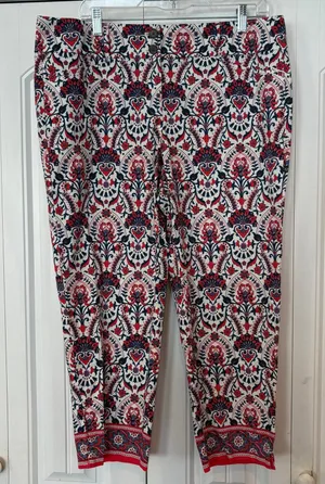 Loft Outlet Red White And Blue Original Crop‎ Pants Size 12 thumbnail 1