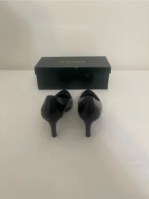 Lauren Ralph Lauren Black Leather Pointed Toe Heels thumbnail 2