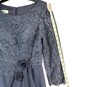 JJs House Evening Dress 8 Stormy Blue 3D Floral Cascading Ruffles Wedding 271457 thumbnail 12